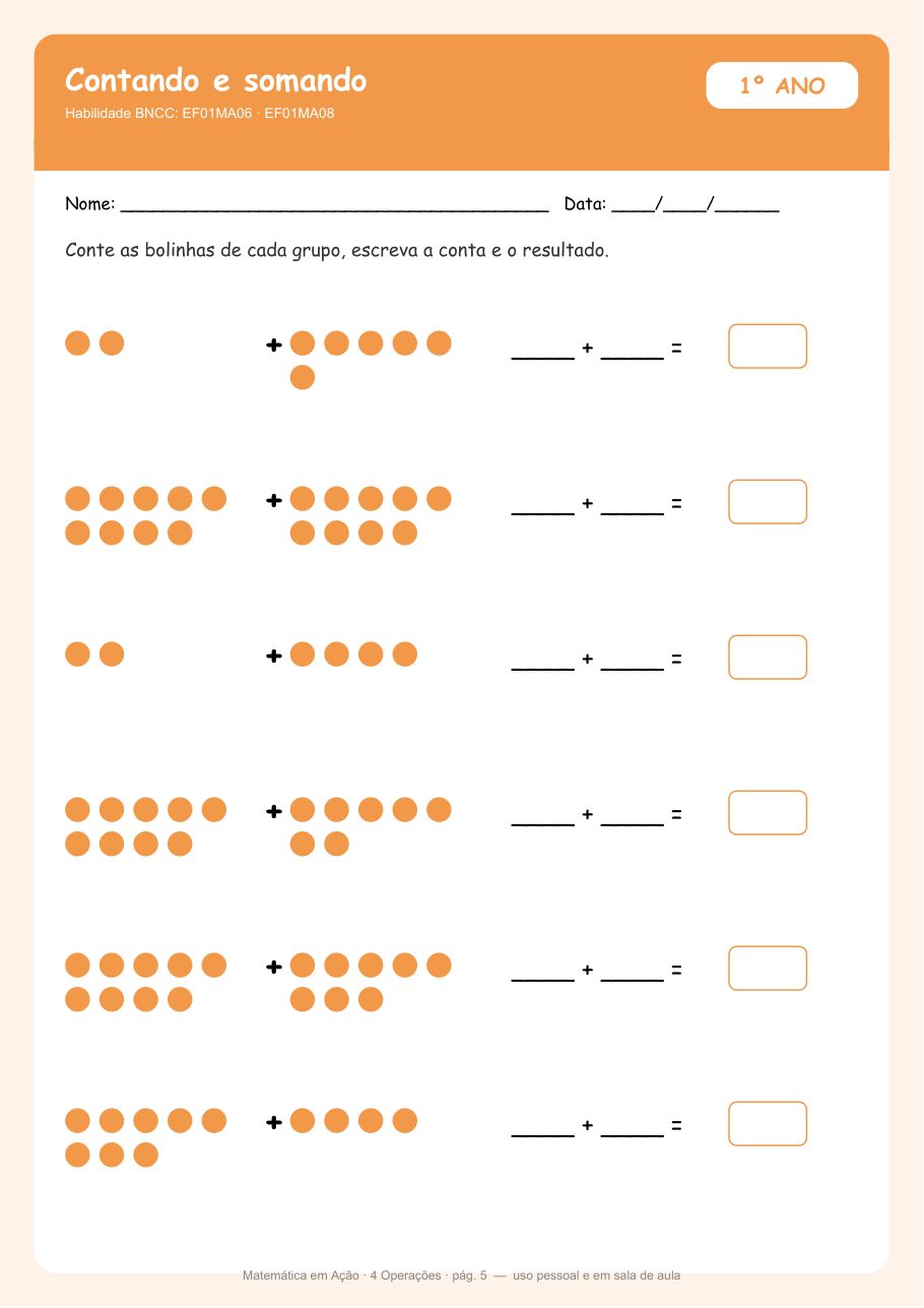 Contando e somando — 1º ano